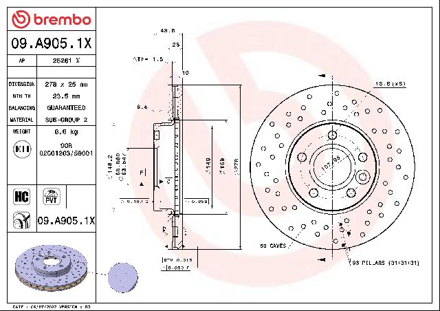 2013 Volvo C30 Disc Brake Rotor  - Front Brembo